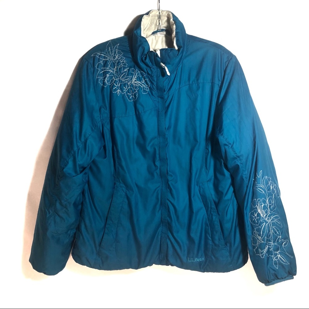 L.L. Bean reversible winter jacket teal/cream M